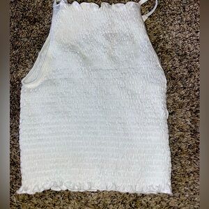 white ruffled tank top